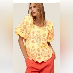 Lettie Short Sleeve Eyelet Yellow Gingham Eyelet lilly Pulitzer size small